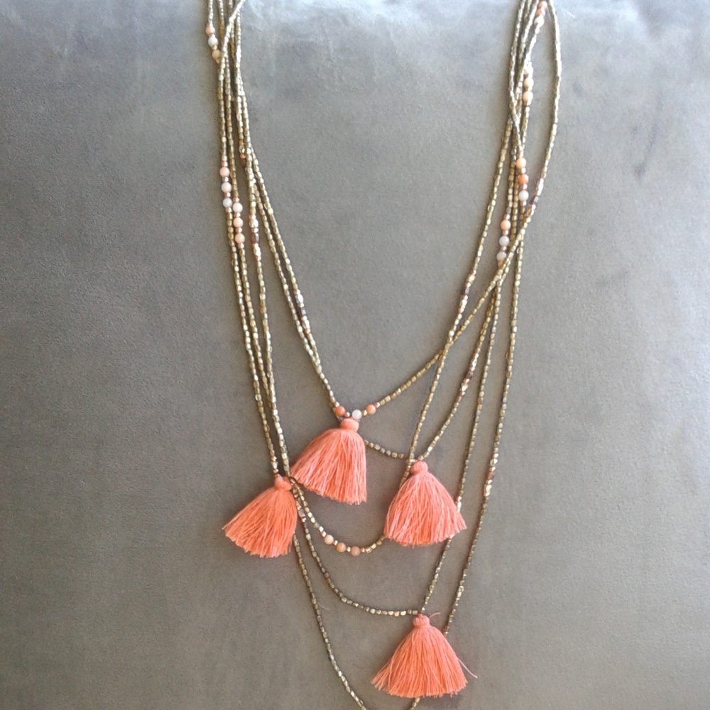 Bohemian adjustable bead / tassel layered necklace
